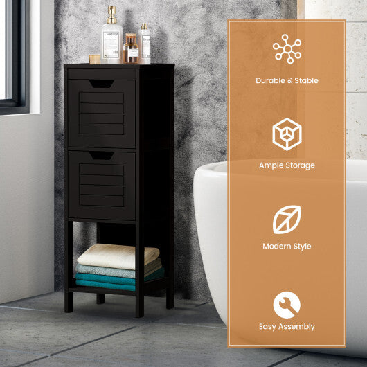 Bathroom Wooden Floor Cabinet Multifunction Storage Rack Stand Organizer-Black LuxuryLifeWay Online Store