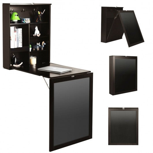 Convertible Wall Mounted Table with A Chalkboard-White