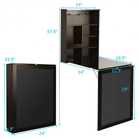 Convertible Wall Mounted Table with A Chalkboard-White