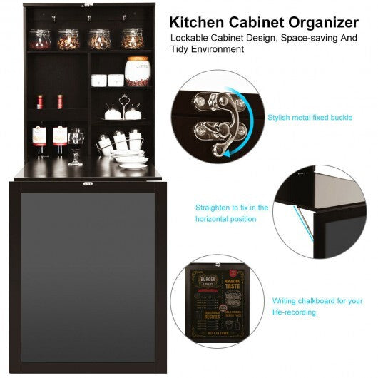 Convertible Wall Mounted Table with A Chalkboard-White