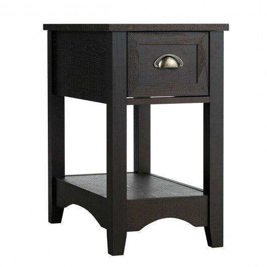 Contemporary Chair Side End Table Compact Table with Drawer Nightstand-Natural LuxuryLifeWay Online Store