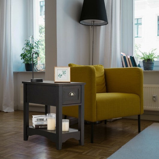 Contemporary Chair Side End Table Compact Table with Drawer Nightstand-Natural LuxuryLifeWay Online Store
