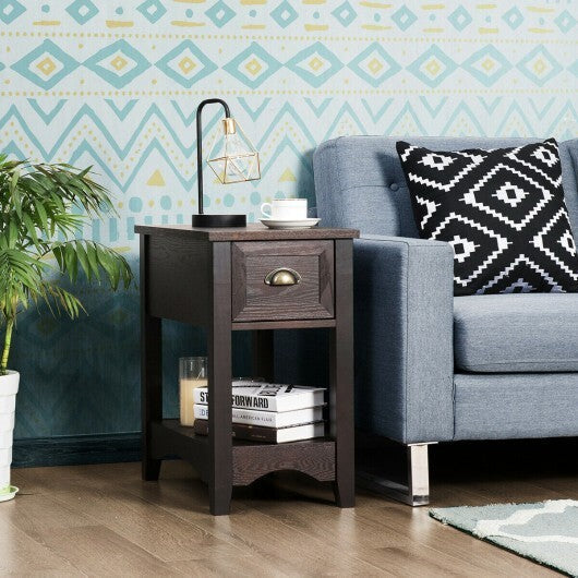 Contemporary Chair Side End Table Compact Table with Drawer Nightstand-Natural LuxuryLifeWay Online Store