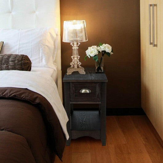 Contemporary Chair Side End Table Compact Table with Drawer Nightstand-Natural LuxuryLifeWay Online Store