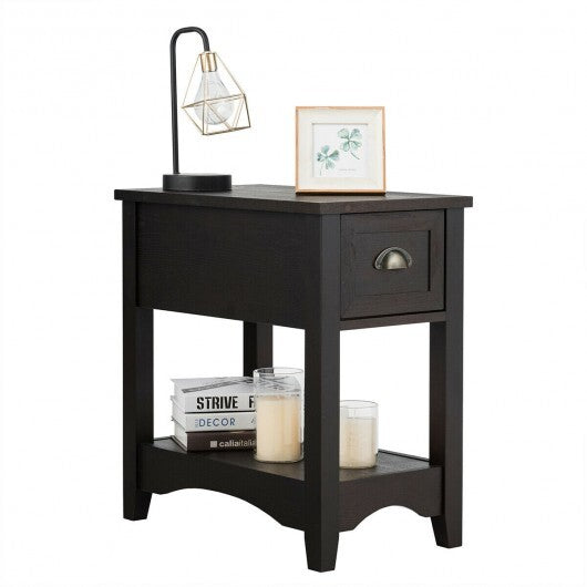 Contemporary Chair Side End Table Compact Table with Drawer Nightstand-Natural LuxuryLifeWay Online Store