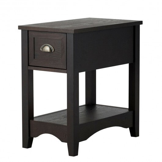 Contemporary Chair Side End Table Compact Table with Drawer Nightstand-Natural LuxuryLifeWay Online Store