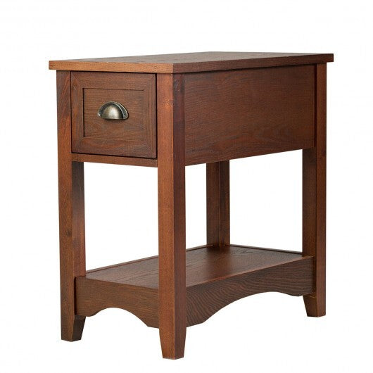 Contemporary Chair Side End Table Compact Table with Drawer Nightstand-Natural LuxuryLifeWay Online Store