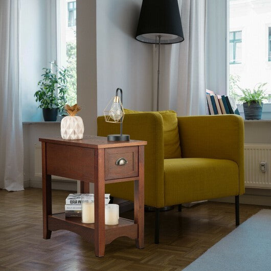 Contemporary Chair Side End Table Compact Table with Drawer Nightstand-Natural LuxuryLifeWay Online Store