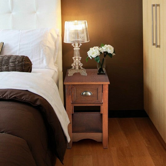 Contemporary Chair Side End Table Compact Table with Drawer Nightstand-Natural LuxuryLifeWay Online Store