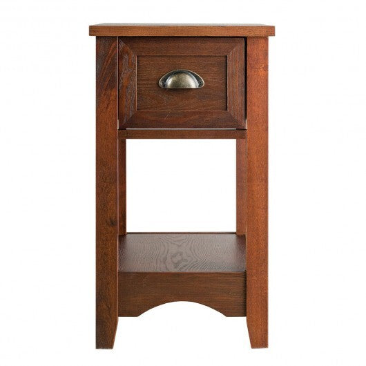 Contemporary Chair Side End Table Compact Table with Drawer Nightstand-Natural LuxuryLifeWay Online Store