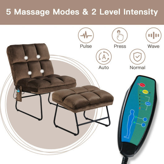 Velvet Massage Recliners with Ottoman Remote Control and Side Pocket-Gray