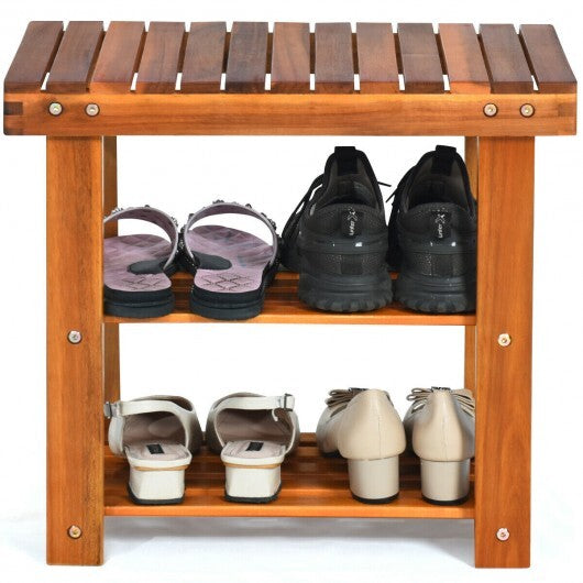 3-Tier Wood Shoe Rack 19' Shoe Bench Boots Organizer LuxuryLifeWay Online Store