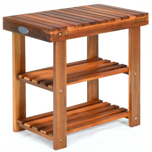 3-Tier Wood Shoe Rack 19' Shoe Bench Boots Organizer LuxuryLifeWay Online Store