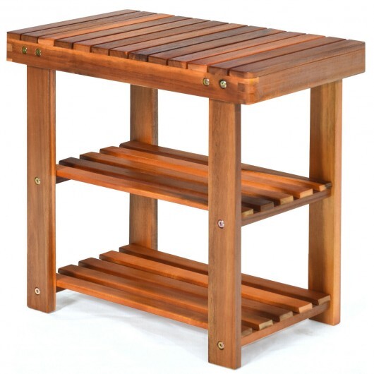 3-Tier Wood Shoe Rack 19' Shoe Bench Boots Organizer LuxuryLifeWay Online Store
