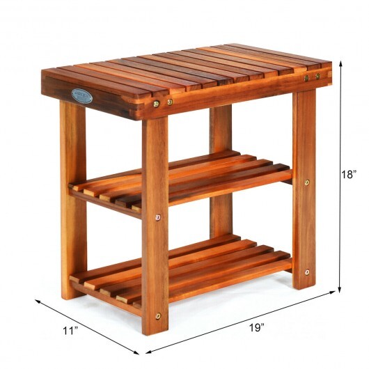 3-Tier Wood Shoe Rack 19' Shoe Bench Boots Organizer LuxuryLifeWay Online Store