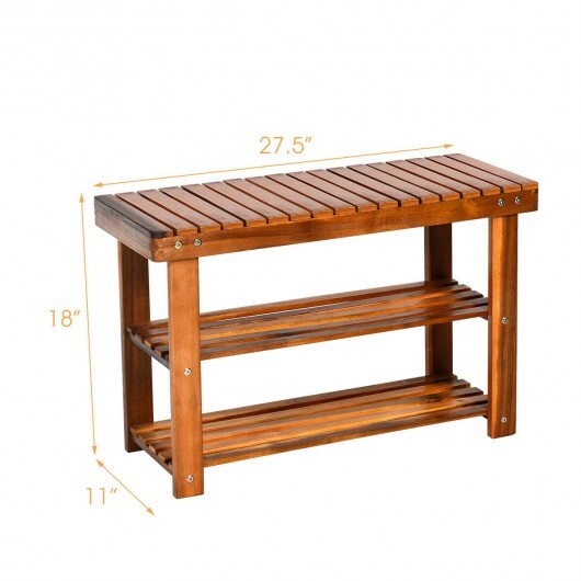 Freestanding Wood Bench with 3-Tier Storage Shelves - Color: Natural - Size: 3-Tier LuxuryLifeWay Online Store