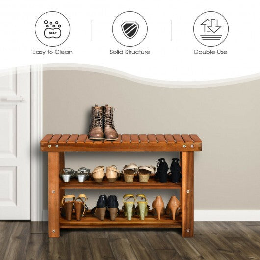Freestanding Wood Bench with 3-Tier Storage Shelves - Color: Natural - Size: 3-Tier LuxuryLifeWay Online Store
