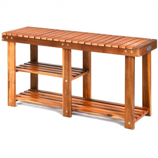 3-Tier Freestanding Wooden Shoe Organizer with Seat LuxuryLifeWay Online Store