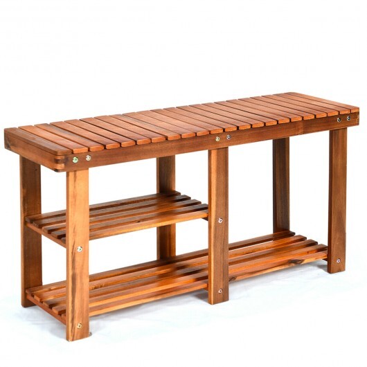 3-Tier Freestanding Wooden Shoe Organizer with Seat LuxuryLifeWay Online Store