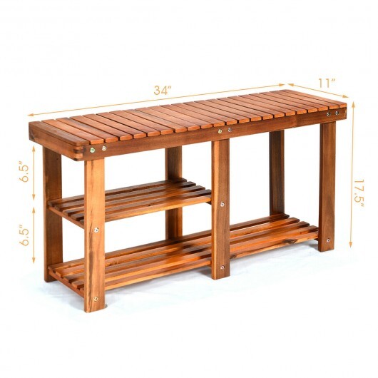 3-Tier Freestanding Wooden Shoe Organizer with Seat LuxuryLifeWay Online Store