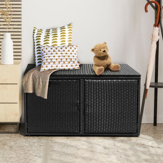 88 Gallon Garden Patio Rattan Storage Container Box-Black - Color: Black LuxuryLifeWay Online Store