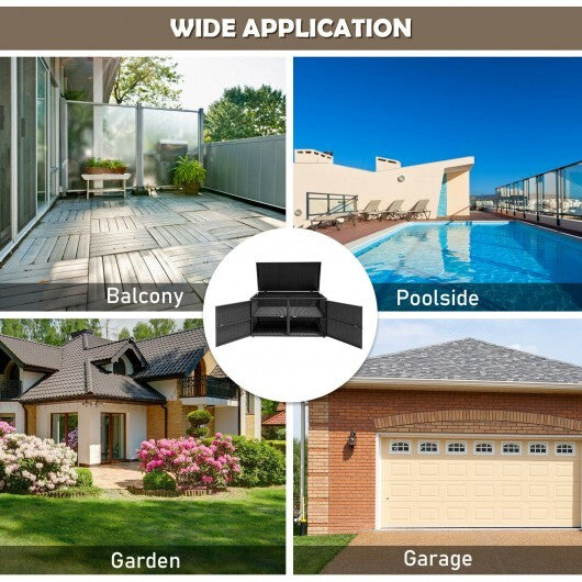 88 Gallon Garden Patio Rattan Storage Container Box-Black - Color: Black LuxuryLifeWay Online Store
