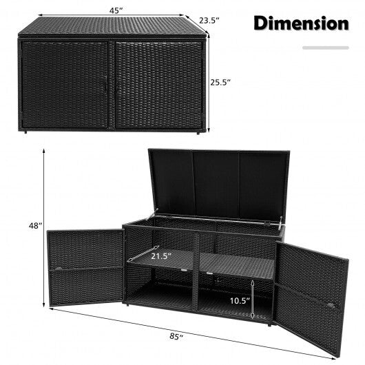 88 Gallon Garden Patio Rattan Storage Container Box-Black - Color: Black LuxuryLifeWay Online Store