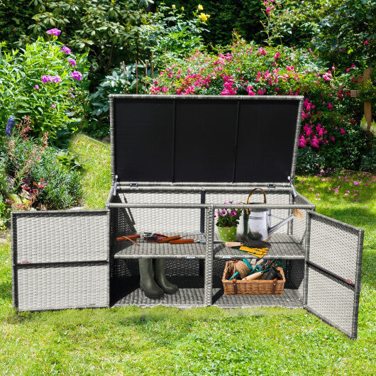 88 Gallon Garden Patio Rattan Storage Container Box - Color: Gray LuxuryLifeWay Online Store