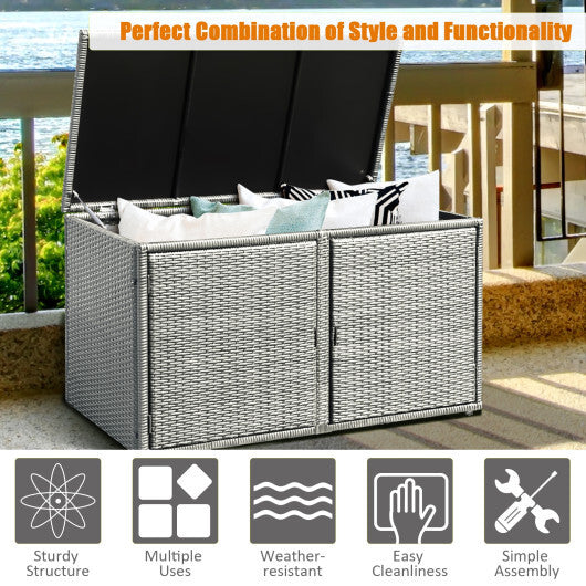 88 Gallon Garden Patio Rattan Storage Container Box - Color: Gray LuxuryLifeWay Online Store