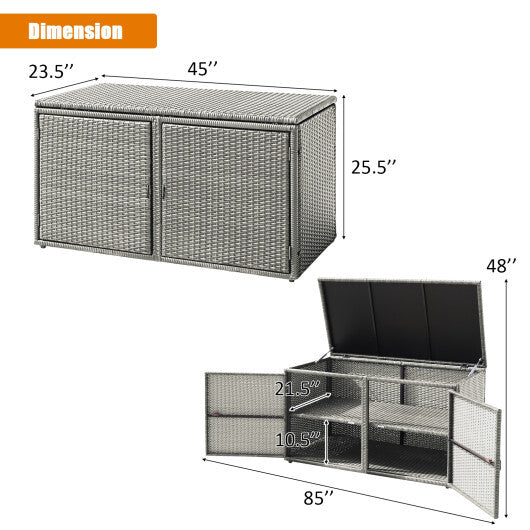 88 Gallon Garden Patio Rattan Storage Container Box - Color: Gray LuxuryLifeWay Online Store