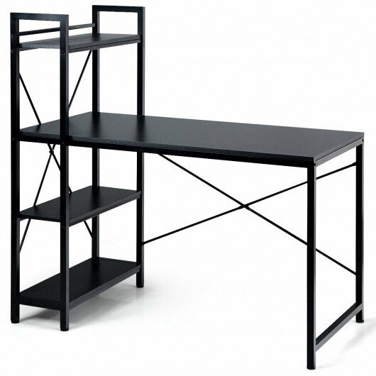 47.5 Inch Writing Study Computer Desk with 4-Tier Shelves-Tan LuxuryLifeWay Online Store