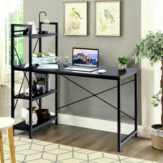 47.5 Inch Writing Study Computer Desk with 4-Tier Shelves-Tan LuxuryLifeWay Online Store