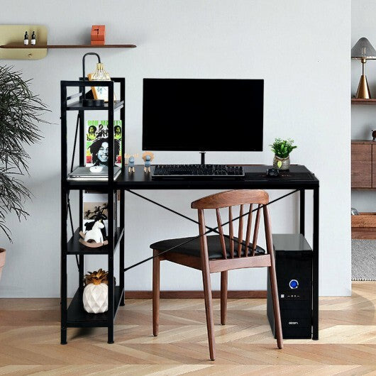 47.5 Inch Writing Study Computer Desk with 4-Tier Shelves-Tan LuxuryLifeWay Online Store