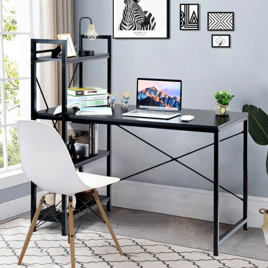 47.5 Inch Writing Study Computer Desk with 4-Tier Shelves-Tan LuxuryLifeWay Online Store