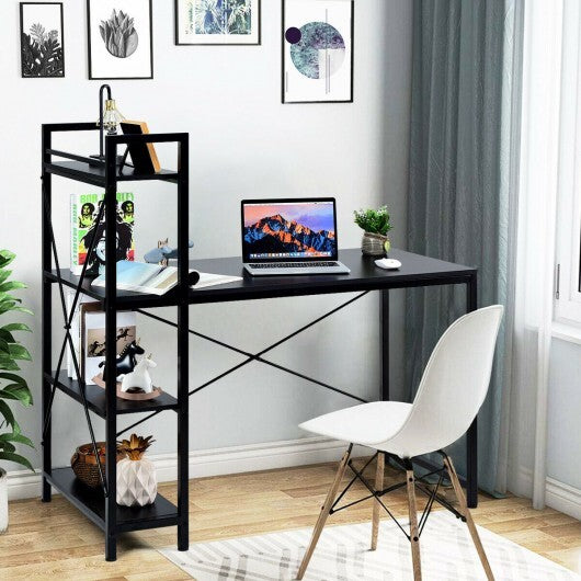 47.5 Inch Writing Study Computer Desk with 4-Tier Shelves-Tan LuxuryLifeWay Online Store