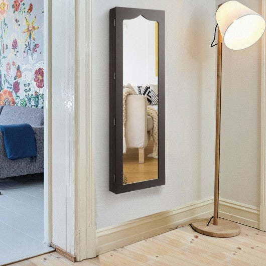 5 LEDs Lockable Mirror Jewelry Cabinet Armoire with 6 Drawers-Brown LuxuryLifeWay Online Store