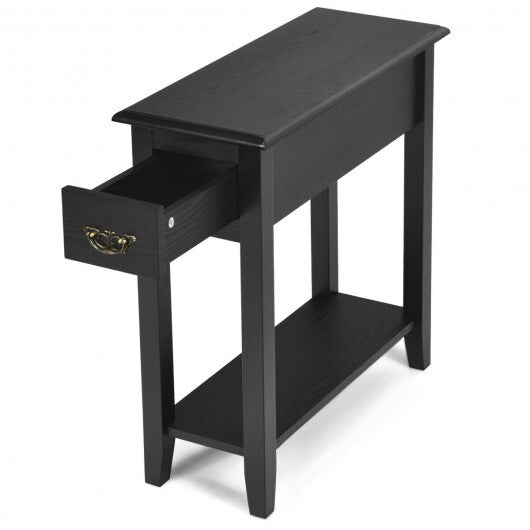 2 Tier End Bedside Sofa Side Table Narrow Nightstand-White LuxuryLifeWay Online Store