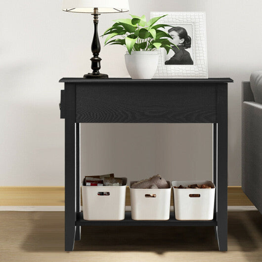 2 Tier End Bedside Sofa Side Table Narrow Nightstand-White LuxuryLifeWay Online Store