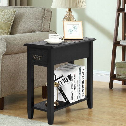 2 Tier End Bedside Sofa Side Table Narrow Nightstand-White LuxuryLifeWay Online Store