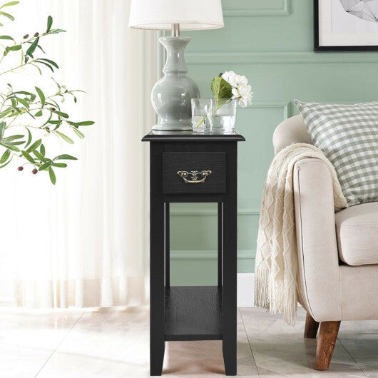 2 Tier End Bedside Sofa Side Table Narrow Nightstand-White LuxuryLifeWay Online Store