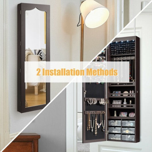 5 LEDs Jewelry Armoire Wall Mounted / Door Hanging Mirror-Brown LuxuryLifeWay Online Store