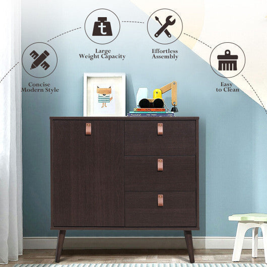 3-drawer Sideboard Storage Display Cabinet-Brown LuxuryLifeWay Online Store