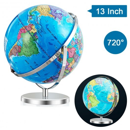 13 Inch Illuminated World Globe 720 Rotating Map with LED Light LuxuryLifeWay Online Store