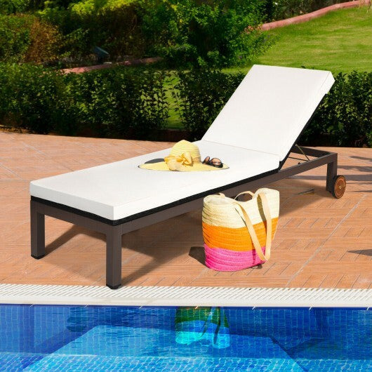 Patio Chaise Lounge Chair Outdoor Rattan Lounger Recliner Chair-Turquoise LuxuryLifeWay Online Store