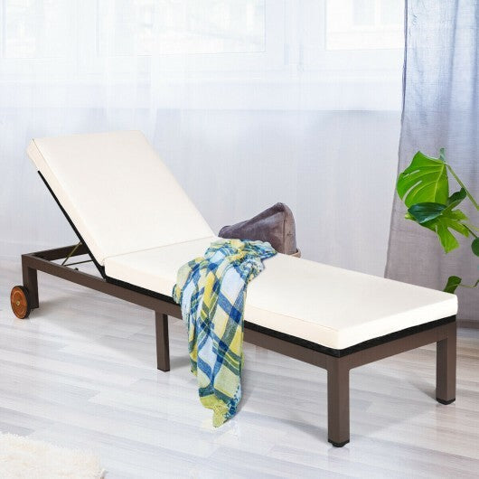 Patio Chaise Lounge Chair Outdoor Rattan Lounger Recliner Chair-Turquoise LuxuryLifeWay Online Store