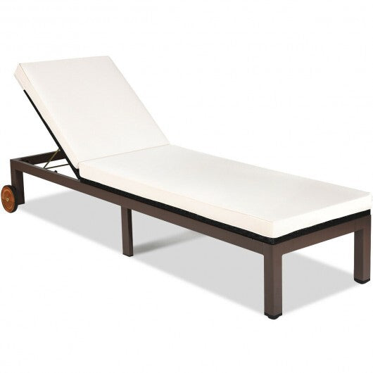 Patio Chaise Lounge Chair Outdoor Rattan Lounger Recliner Chair-Turquoise LuxuryLifeWay Online Store