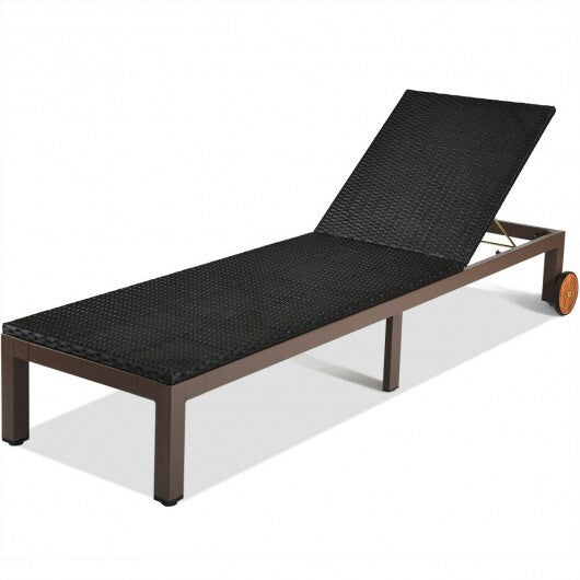 Patio Chaise Lounge Chair Outdoor Rattan Lounger Recliner Chair-Turquoise LuxuryLifeWay Online Store