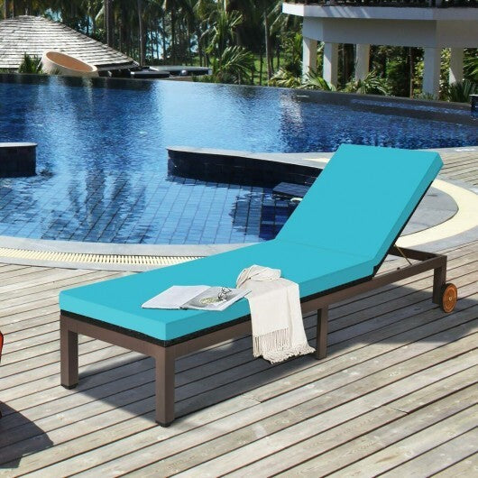 Patio Chaise Lounge Chair Outdoor Rattan Lounger Recliner Chair-Turquoise LuxuryLifeWay Online Store