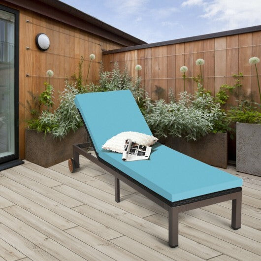 Patio Chaise Lounge Chair Outdoor Rattan Lounger Recliner Chair-Turquoise LuxuryLifeWay Online Store