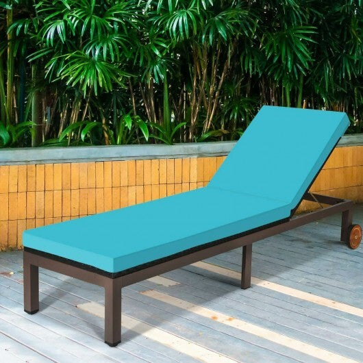 Patio Chaise Lounge Chair Outdoor Rattan Lounger Recliner Chair-Turquoise LuxuryLifeWay Online Store
